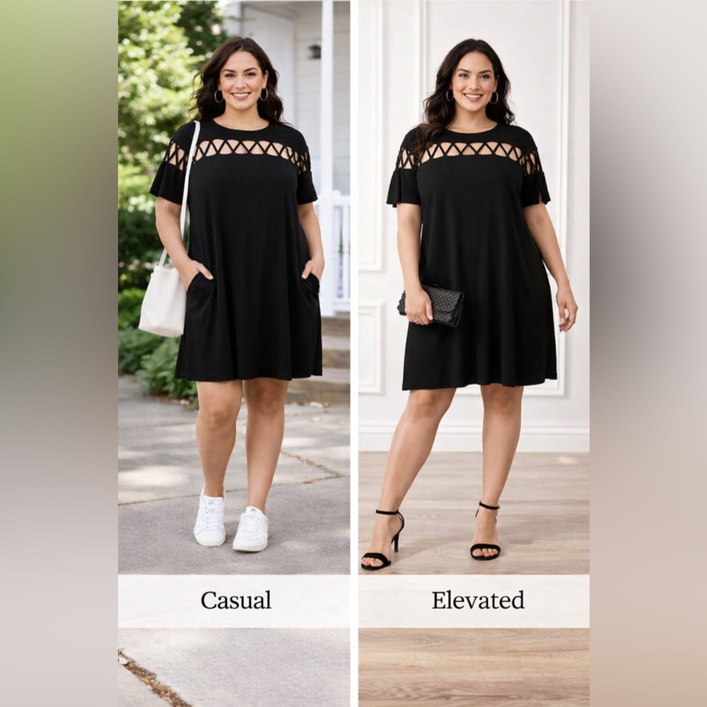 Torrid Black Lattice Cutout Shift Dress Size 0 (L)